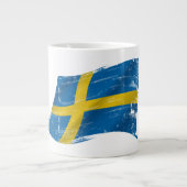 Zweedse vlag gekleurd grote koffiekop (Voorkant)