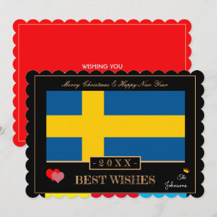 Zweedse vlag & gelukkig nieuwjaar/beste wensen Zwe Feestdagenkaart