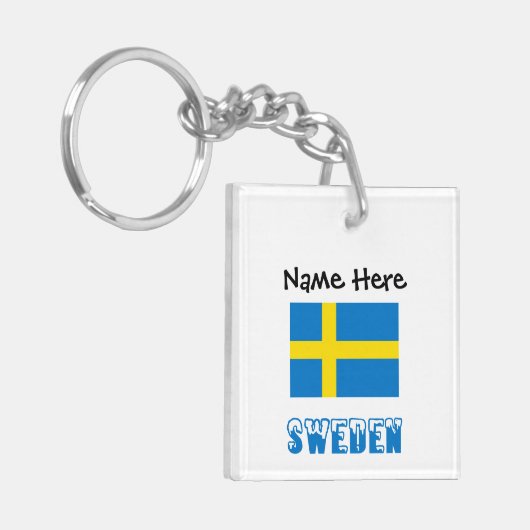 Zweedse vlag gepersonaliseerd sleutelhanger (Voorkant Links)