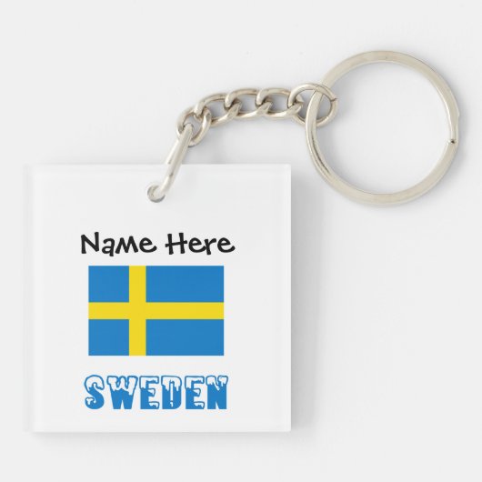 Zweedse vlag gepersonaliseerd sleutelhanger (Achterkant)