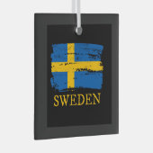 Zweedse vlag glas ornament (Voorkant Rechts)