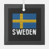 Zweedse vlag glas ornament (Voorkant)