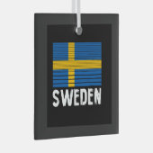 Zweedse vlag glas ornament (Voorkant Rechts)