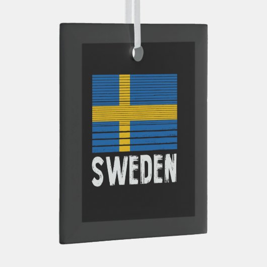 Zweedse vlag glas ornament (Voorkant Rechts)