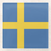 Zweedse vlag glazen onderzetter (Voorkant)