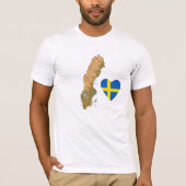 Zweedse vlag — Hart en kaart T-Shirt (Voorkant)
