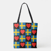 Zweedse vlag Heart Patriotic Swedish Pride Tote Bag (Achterkant)