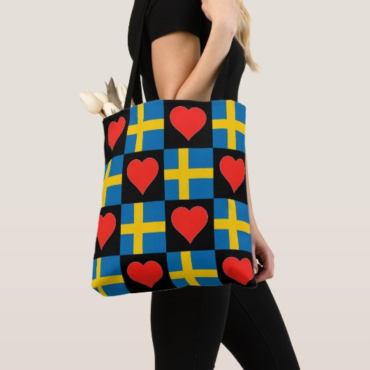 Zweedse vlag Heart Patriotic Swedish Pride Tote Bag (Dichtbij)