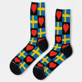 Zweedse vlag Heart Pattern Fun Zweedse Pride Sokken (Links)