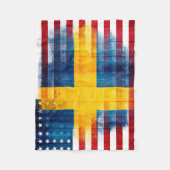 Zweedse vlag | Houtkorrels en schildlijnen Fleece Deken (Voorkant)