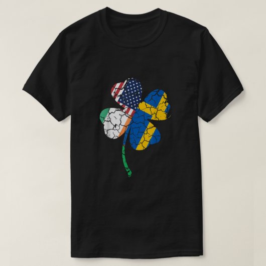 Zweedse vlag Ierse Shamrock St Patricks D T-shirt (Design voorkant)