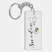 Zweedse vlag in een hart, Zweden Sleutelhanger (Voorkant Links)