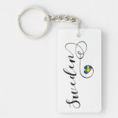 Zweedse vlag in een hart, Zweden Sleutelhanger (Voorkant)