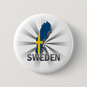 Zweedse vlag Kaart 2.0 Ronde Button 5,7 Cm