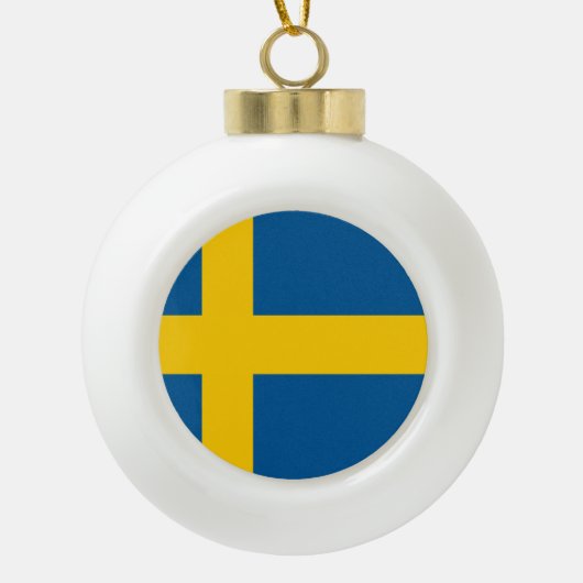 Zweedse vlag keramische bal ornament (Voorkant)