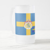 Zweedse vlag matglas bierpul (Voorkant links)
