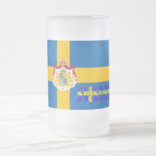 Zweedse vlag matglas bierpul (Center)