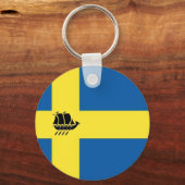 Zweedse vlag met Viking Ship Scandinavian Sleutelhanger (Voorkant)