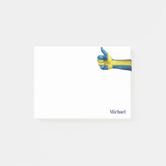 Zweedse vlag op een tobberplaat post-it® notes (Voorkant)