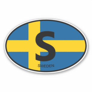 Zweedse vlag ovale landcode vinyl auto sticker