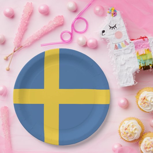 Zweedse vlag papieren bordje (Feest)
