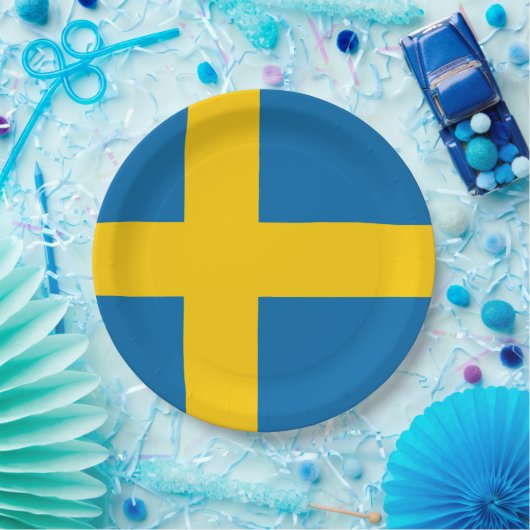 Zweedse vlag papieren bordje (Feest)