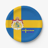Zweedse vlag papieren bordje (Voorkant)
