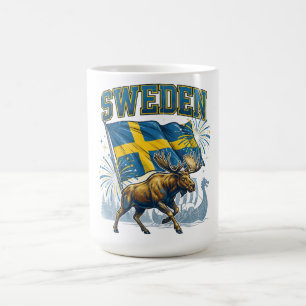 Zweedse Vlag Patriottische Eland Viking Viering Koffiemok