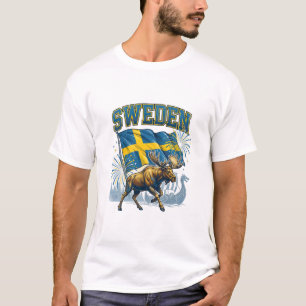 Zweedse Vlag Patriottische Eland Viking Viering T-shirt