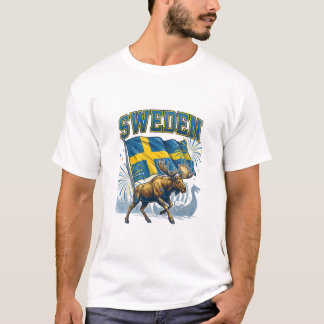 Zweedse Vlag Patriottische Eland Viking Viering T-shirt
