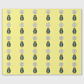 Zweedse vlag Pratende Ms. Penguin gepersonaliseerd Cadeaupapier (Vlak)