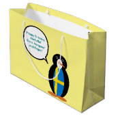 Zweedse vlag Pratende Ms. Penguin gepersonaliseerd Groot Cadeauzakje (Achterkant Gekanteld)
