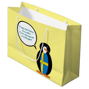 Zweedse vlag Pratende Ms. Penguin gepersonaliseerd Groot Cadeauzakje