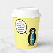 Zweedse vlag Pratende Ms. Penguin gepersonaliseerd Papieren Bekers (Voorkant)