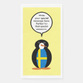 Zweedse vlag Pratende Ms. Penguin gepersonaliseerd Servet (Voorkant)