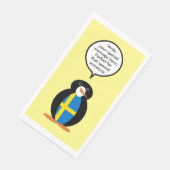 Zweedse vlag Pratende Ms. Penguin gepersonaliseerd Servet (Hoek)