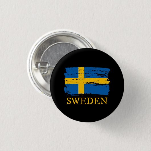 Zweedse vlag ronde button 3,2 cm (Voorkant /achterkant)