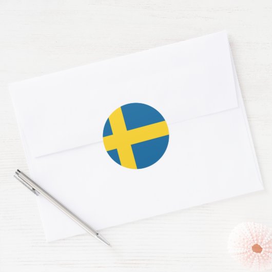 Zweedse vlag ronde sticker (Envelop)