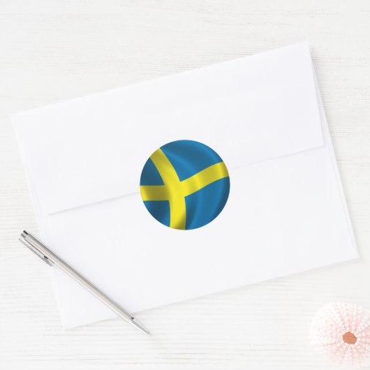 Zweedse vlag ronde sticker (Envelop)