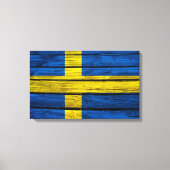 Zweedse vlag Rustisch hout Canvas Afdruk (Voorkant)