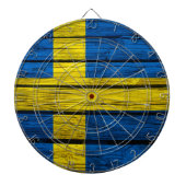 Zweedse vlag Rustisch hout Dartbord (Voorkant)