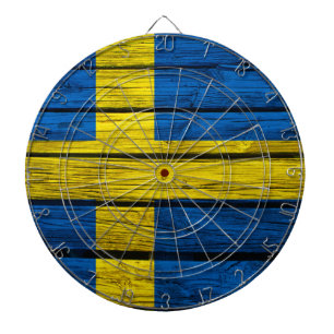 Zweedse vlag Rustisch hout Dartbord