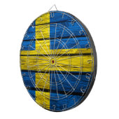 Zweedse vlag Rustisch hout Dartbord (Voorkant Rechts)