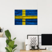 Zweedse vlag Rustisch hout Poster (Thuiskantoor)