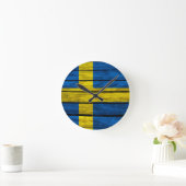 Zweedse vlag Rustisch hout Ronde Klok (Huis)