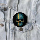 Zweedse vlag Schuif op zwart Ronde Button 7,6 Cm (In situ)