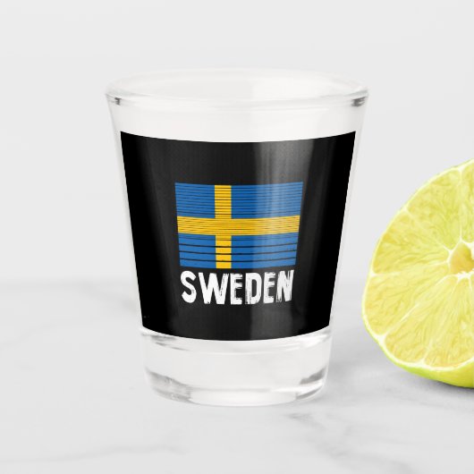 Zweedse vlag shot glas (Voorkant)
