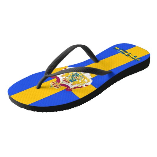 Zweedse vlag teenslippers (Schuin)