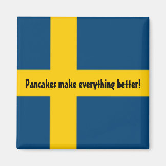 Zweedse vlag thema koelkast magneet - pannenkoeken