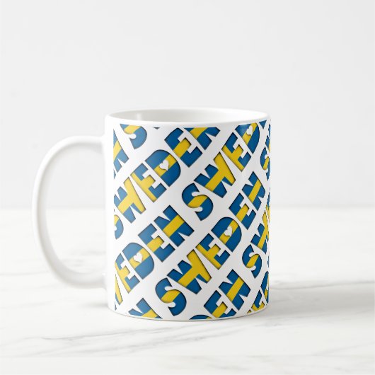 Zweedse vlag Typografie Patroon Hoorten Koffiemok (Links)